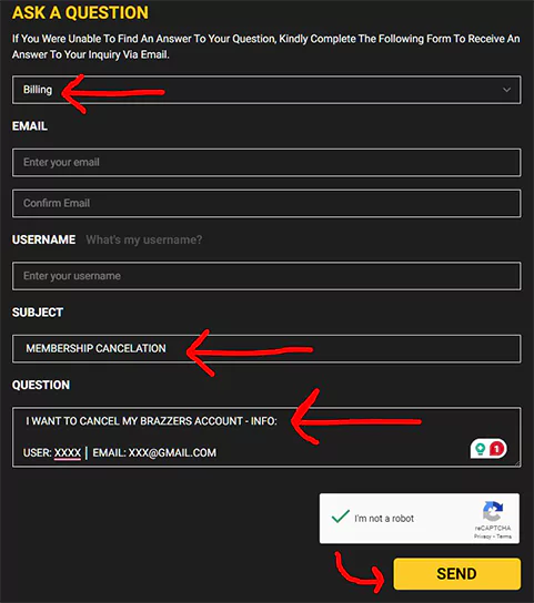Canceling Brazzers Via Email Form